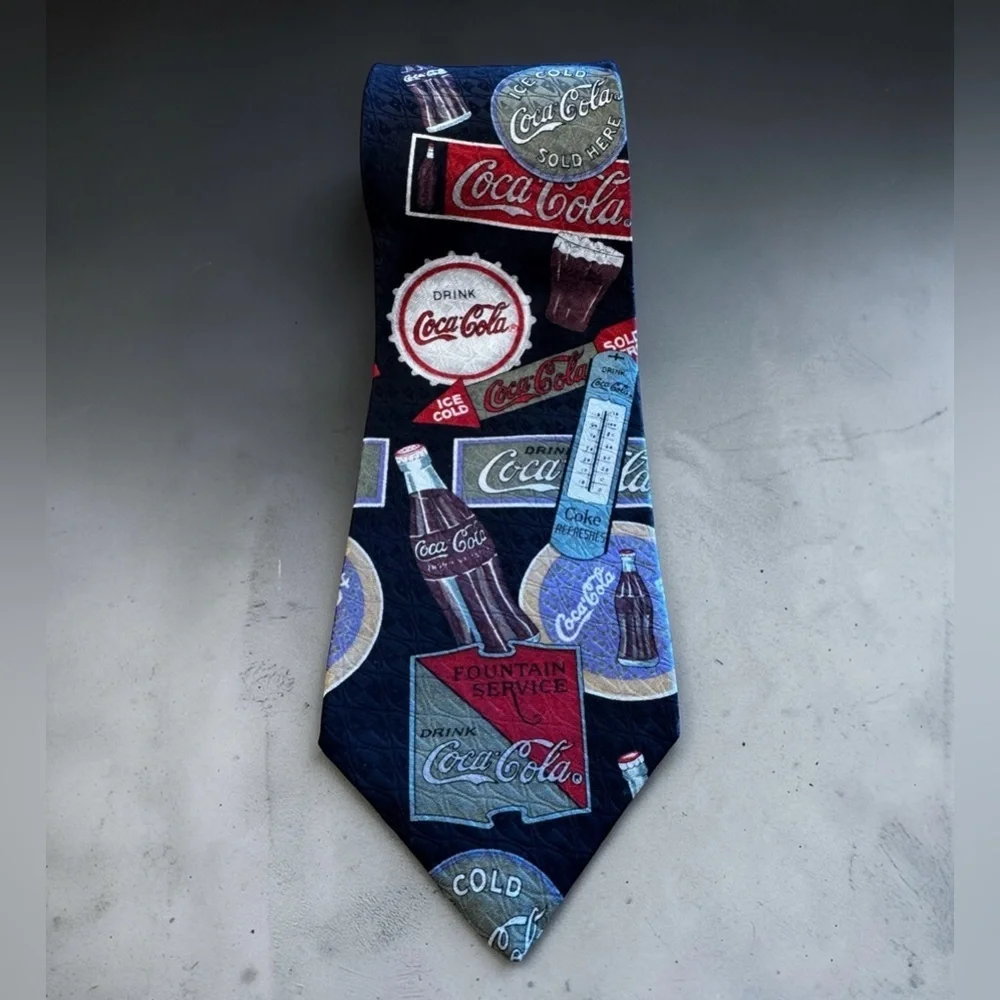 Van Heusen Corporate Casual Coca-Cola 100% Silk Necktie Made In USA